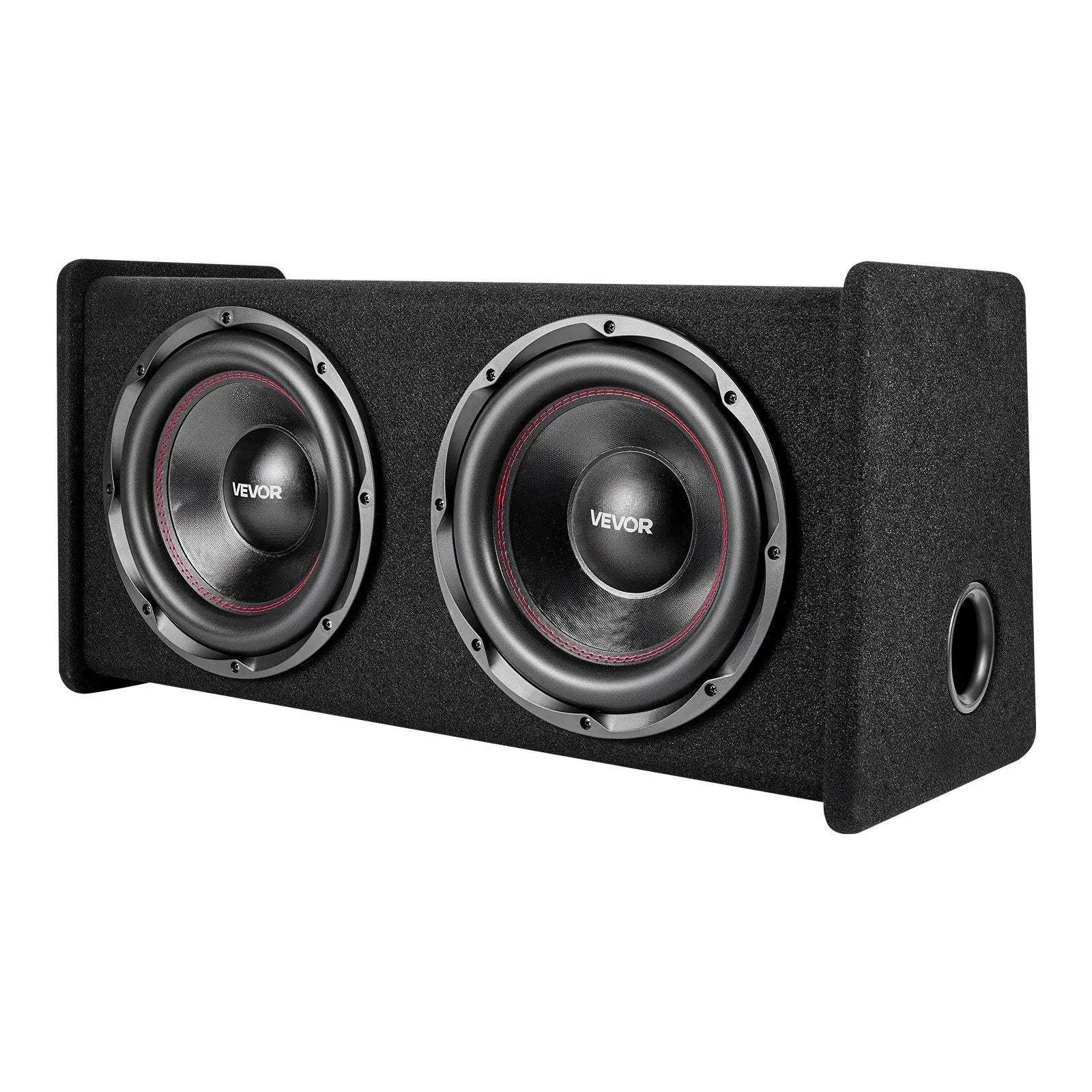 VEVOR automašīnas zemfrekvences skaļruņu komplekts ar 2 x 305 mm skaļruņiem, 490 W RMS, ar atsevišķu pastiprinātāju, korpusu un savienojuma kabeļu komplektu, paredzēts bagāžniekiem un auto audio sistēmām