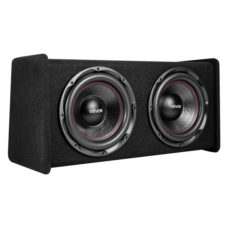 VEVOR automašīnas zemfrekvences skaļruņu komplekts ar 2 x 305 mm skaļruņiem, 490 W RMS, ar atsevišķu pastiprinātāju, korpusu un savienojuma kabeļu komplektu, paredzēts bagāžniekiem un auto audio sistēmām