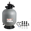 VEVOR baseina smilšu filtrācijas sistēma 609,6 mm, plūsma līdz 14,8 m³/h, virszemes un zemē ieraktiem baseiniem, 7-pozīciju daudzportu vārsts (filtrēšana, pretmazgāšana, skalošana, recirkulācija, novade, ziemas režīms, slēgts)