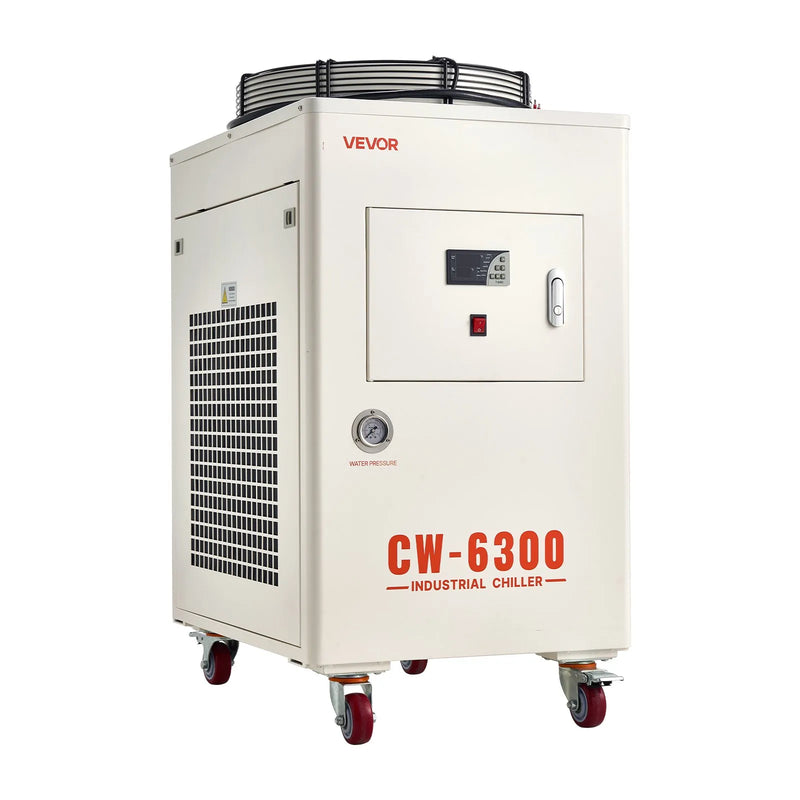 VEVOR industriālais ūdens dzesētājs, 8000 W, industriāla ūdens dzesēšanas sistēma ar kompresoru, maksimālais plūsmas ātrums 70 l/min, 40 l tvertnes ietilpība, lāzera dzesētājs CO₂ lāzera cauruļu gravēšanas un griešanas iekārtām