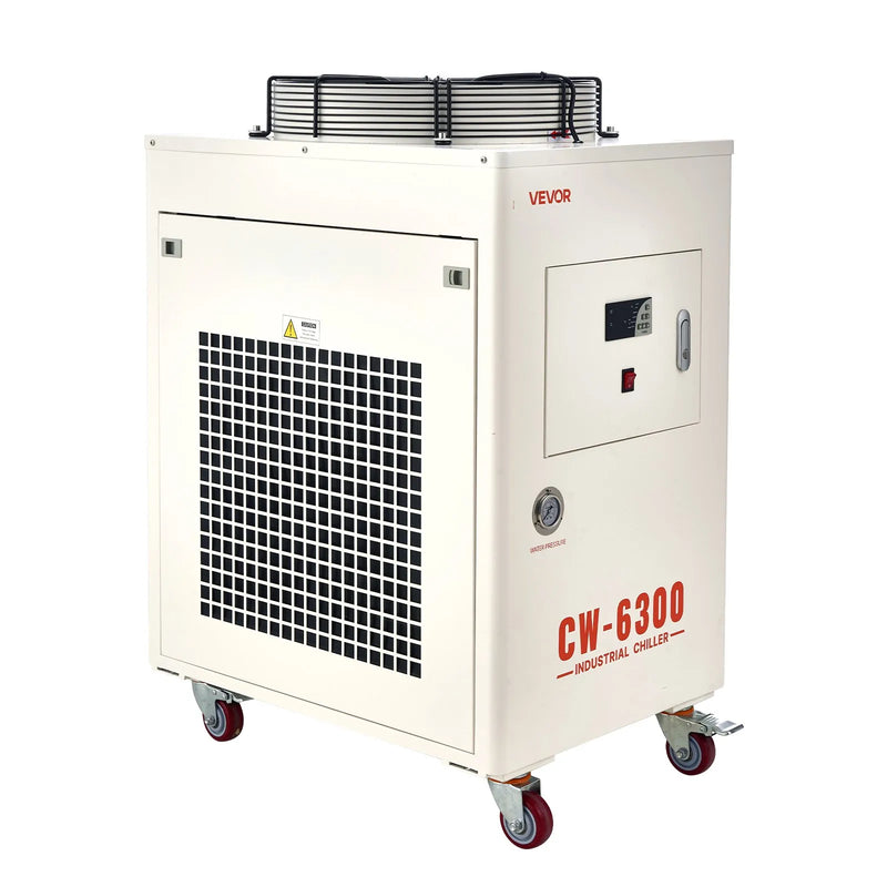 VEVOR industriālais ūdens dzesētājs, 8000 W, industriāla ūdens dzesēšanas sistēma ar kompresoru, maksimālais plūsmas ātrums 70 l/min, 40 l tvertnes ietilpība, lāzera dzesētājs CO₂ lāzera cauruļu gravēšanas un griešanas iekārtām