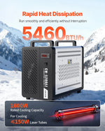VEVOR industriālais ūdens dzesētājs, 1600 W, industriāla ūdens dzesēšanas sistēma ar kompresoru, maksimālais plūsmas ātrums 16 l/min, 7 l tvertnes ietilpība, lāzera dzesētājs CO₂ lāzera cauruļu gravēšanas un griešanas iekārtām