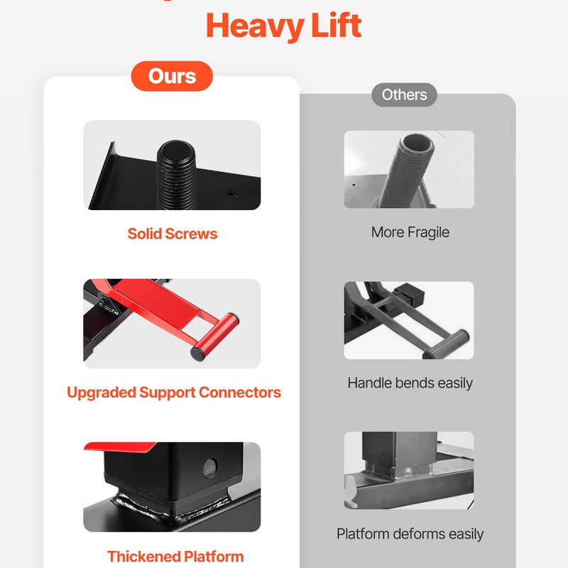 Motocikla hidrauliskais pacēlājs ar regulējamu augstumu 250–465 mm, celtspēja 545 kg, piemērots krosa motociklu apkopei un remontam