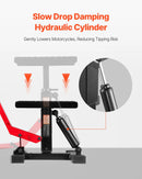 Motocikla hidrauliskais pacēlājs ar regulējamu augstumu 250–465 mm, celtspēja 545 kg, piemērots krosa motociklu apkopei un remontam