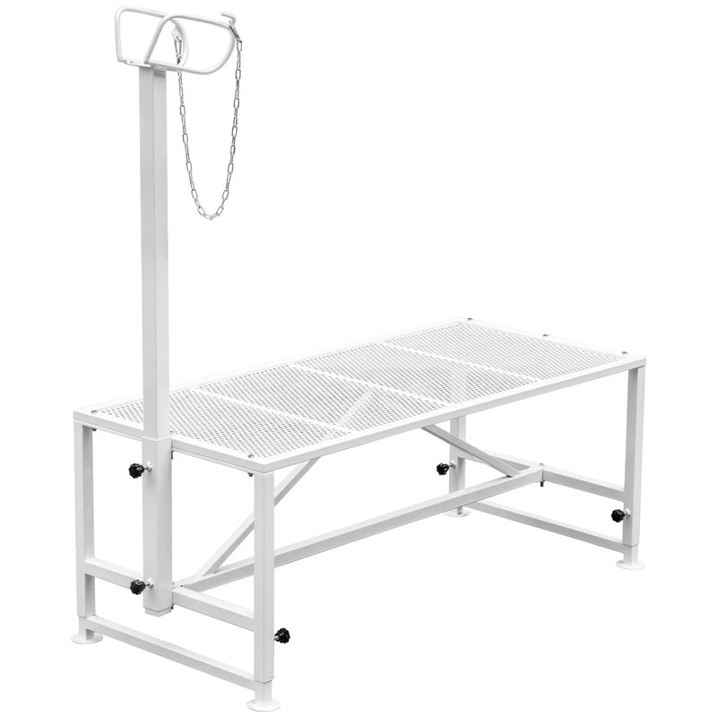 VEVOR lopkopības kopšanas stends 130 × 58 cm ar taisno galvas fiksatoru, metāla stends kazu un aitu cirpšanai un apkopei