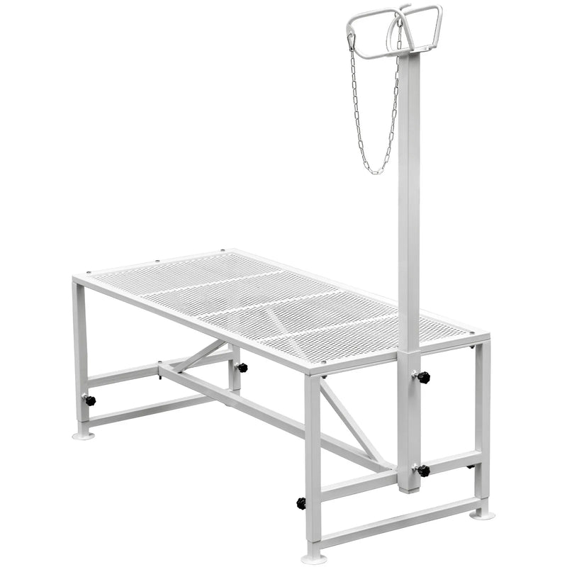VEVOR lopkopības kopšanas stends 130 × 58 cm ar taisno galvas fiksatoru, metāla stends kazu un aitu cirpšanai un apkopei