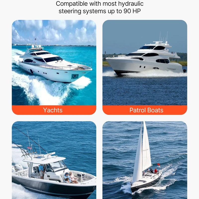 VEVOR hidrauliskās stūrēšanas komplekts, 90 ZS, hidrauliskais stūrēšanas sūknis un cilindrs ar maksimālo darba spiedienu 6,9 MPa / 1000 psi, alumīnija sakausējuma korpuss, pretvārsts, paredzēts ārējiem dzinējiem, makšķerēšanas laivām un buru laivām