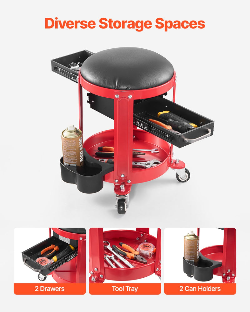 VEVOR mehaaniku rulltooli, garaažitool, 136 kg kandevõime, rataste ja hoiukohaga