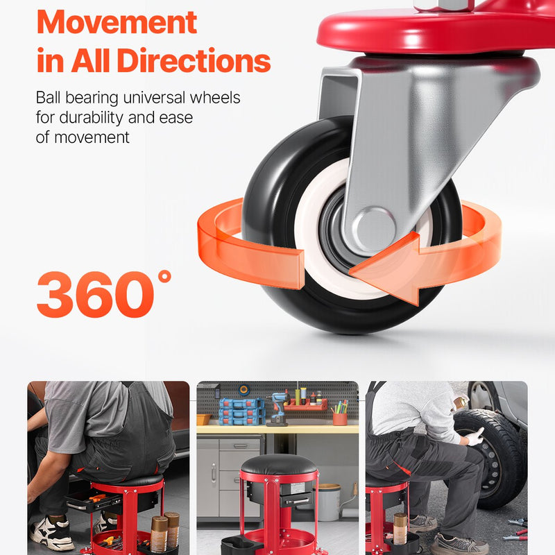 VEVOR mehaaniku rulltooli, garaažitool, 136 kg kandevõime, rataste ja hoiukohaga