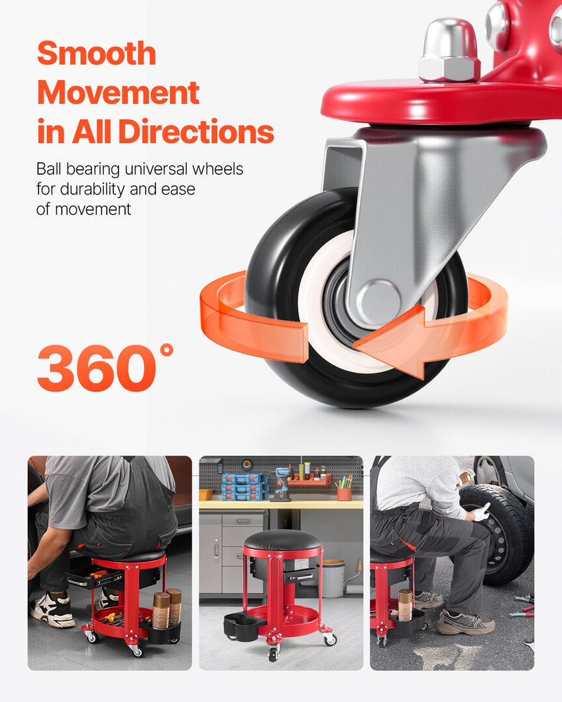 VEVOR mehaaniku rulltooli, garaažitool, 136 kg kandevõime, rataste ja hoiukohaga