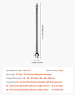 Posmu žoga pagarinātāji, 18 gab., 69,5 cm, augšējai sliedei 33–38 mm, U veida kronšteins