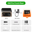 DDPAI Z60 Pro 4K auto video reģistrators – atbalsts 3 kamerām (priekšā, salonā, aizmugurē), SONY STARVIS2, ADAS, 5GHz Wi-Fi, 4G attālinātā piekļuve