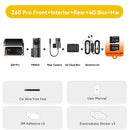 DDPAI Z60 Pro 4K auto video reģistrators – atbalsts 3 kamerām (priekšā, salonā, aizmugurē), SONY STARVIS2, ADAS, 5GHz Wi-Fi, 4G attālinātā piekļuve