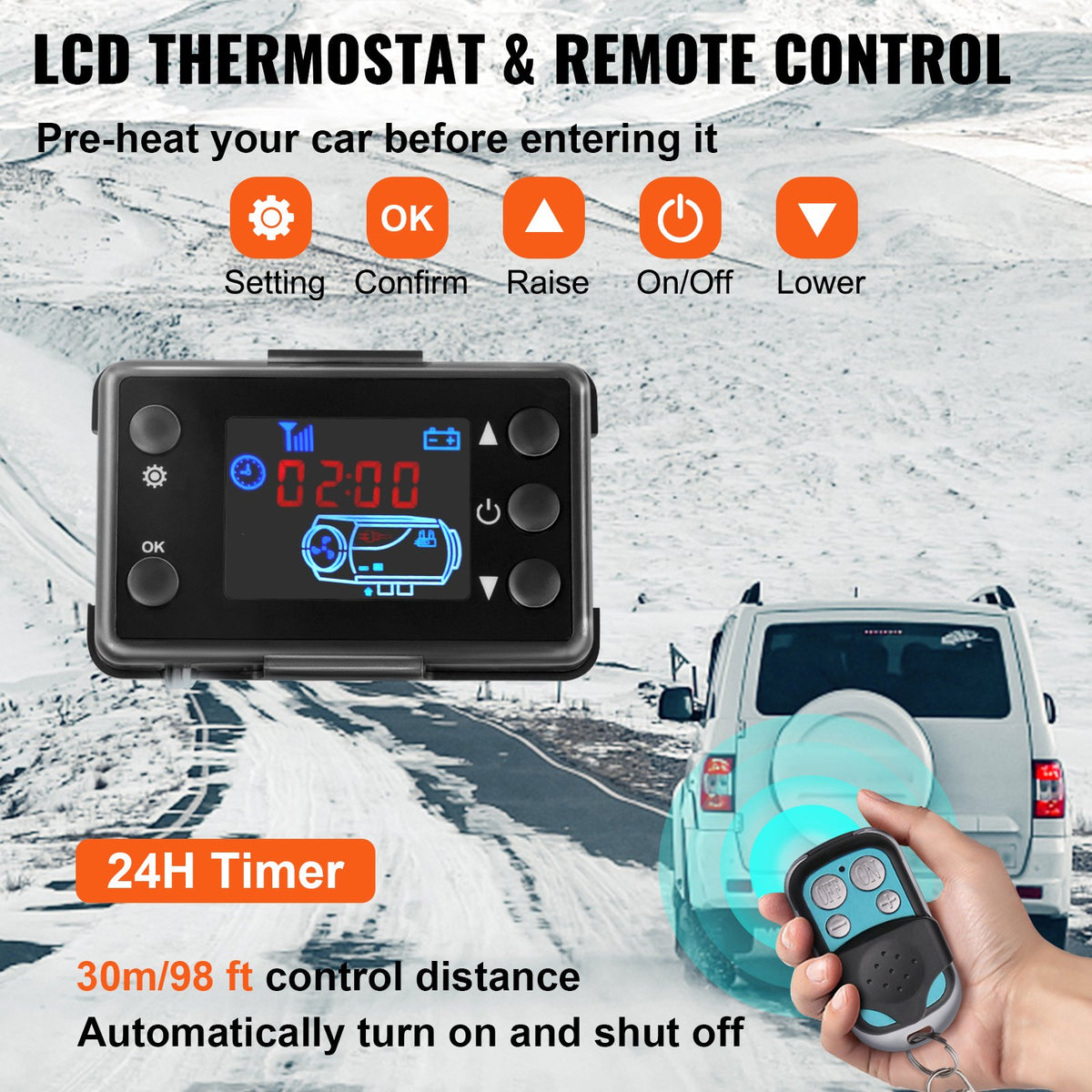 12V 5kW VEVOR Diesel Standalone Heater with LCD Display, Air Diesel Heater with Silencer for Trucks, Boats, Cars and Trailers