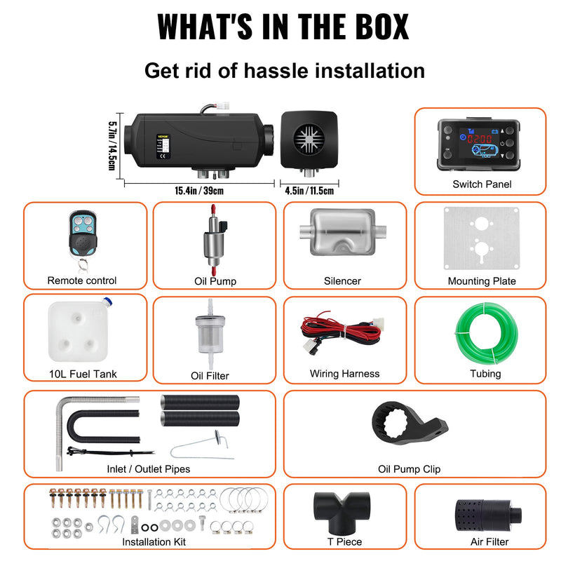 12V 5kW VEVOR Dīzeļa autonomais sildītājs ar LCD Displeju, Gaisa Dīzeļa Sildītājs ar Trokšņa Slāpētāju Kravas Automašīnām, Laivām, Automobiļiem un Piekabēm