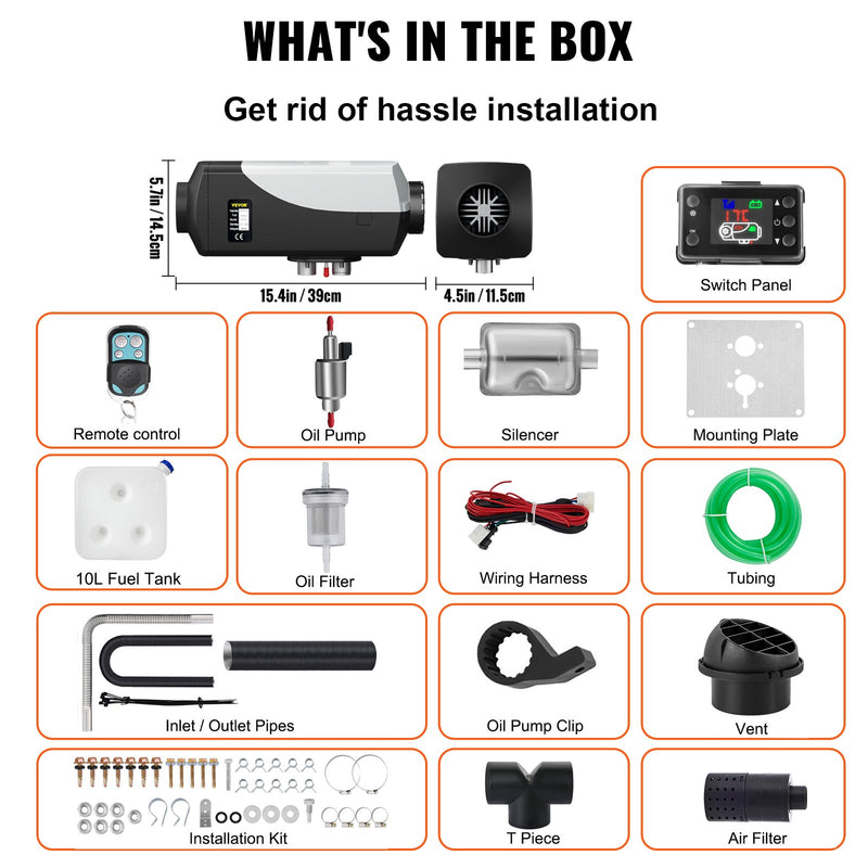 12V 8kW VEVOR  dīzeļa autonomais gaisa sildītājs stāvvietas sildītājs, 12V dīzeļa degvielas sildītājs ar LCD slēdzi un tālvadības pulti automašīnām, RV, laivām, autobusiem, kemperiem un citiem