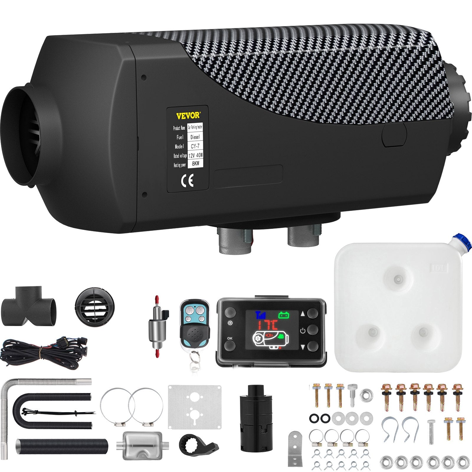 VEVOR Diesel air heater 8 kW 12 V for cars, trucks, campers, boats, buses