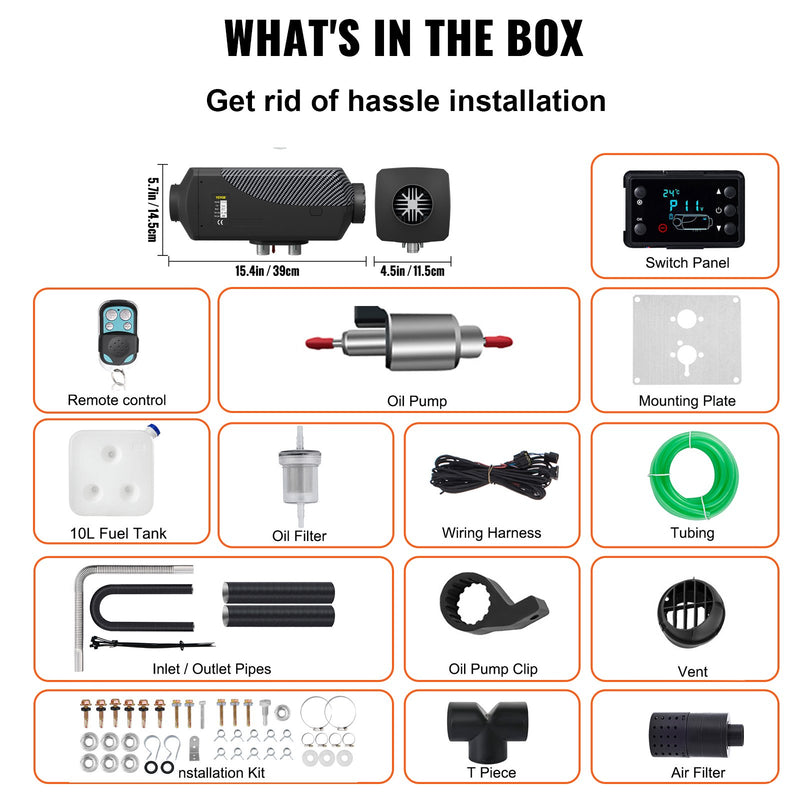 VEVOR Dīzeļa gaisa sildītājs 8 kW 12 V auto, kravas auto, kemperiem, laivām, autobusiem
