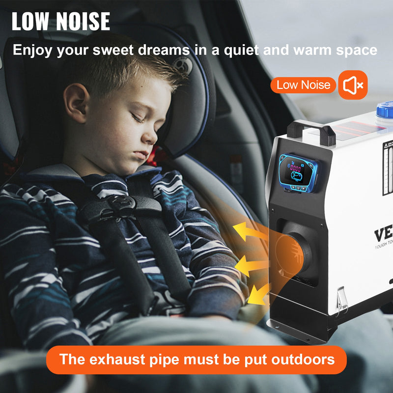 Автономный воздушный отопитель 12V 8kW VEVOR Diesel, отопитель для грузовиков, один выход воздуха, с красным ЖК-переключателем, пульт дистанционного управления, дизельный отопитель быстрого нагрева