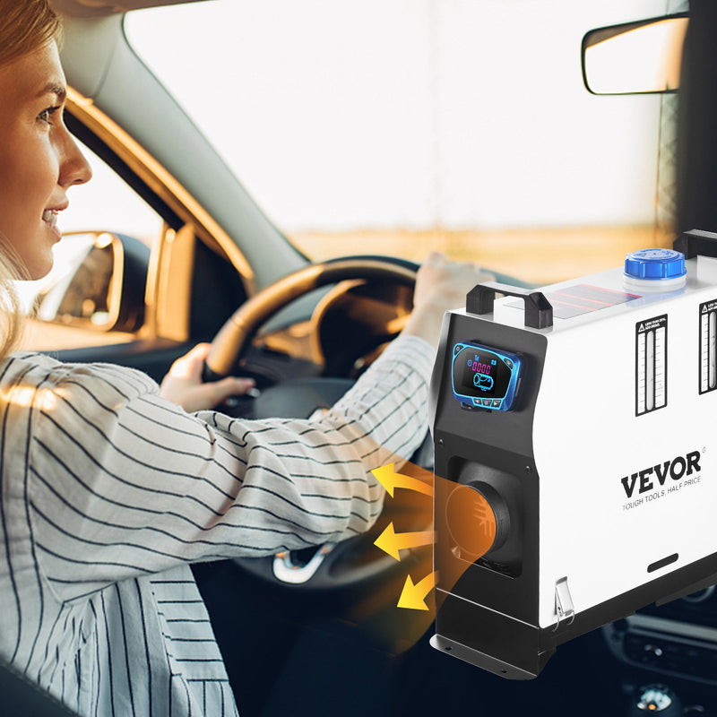 Автономный воздушный отопитель 12V 8kW VEVOR Diesel, отопитель для грузовиков, один выход воздуха, с красным ЖК-переключателем, пульт дистанционного управления, дизельный отопитель быстрого нагрева
