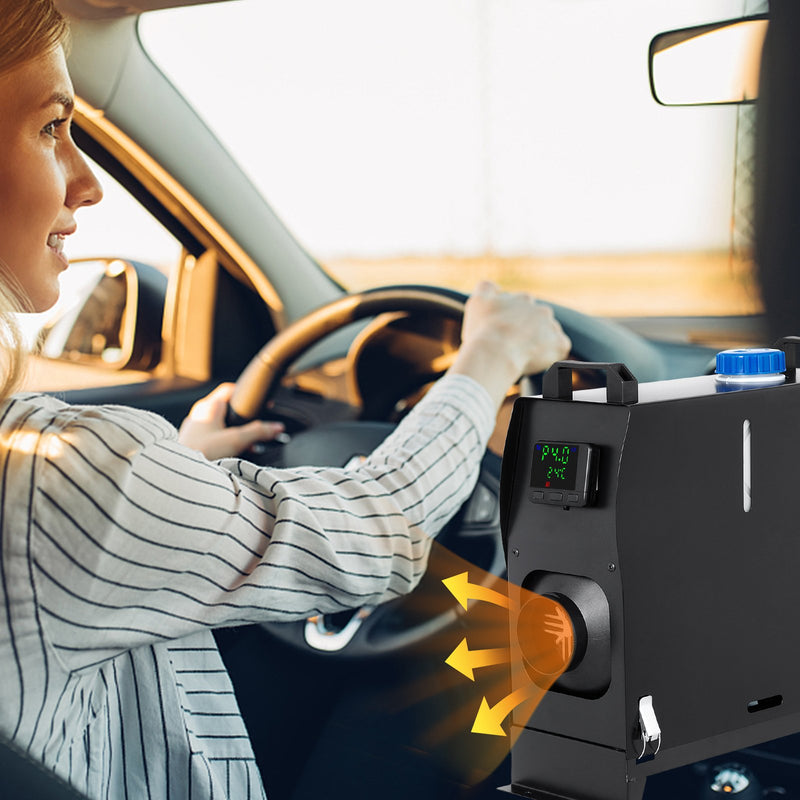 12V 8kW VEVOR diesel self-contained air heater, all in one 12V truck heater, single outlet, with black LCD switch, quick heat up diesel heater