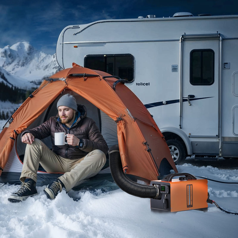 Dīzeļdegvielas gaisa sildītājs 8 kW, DC 12V, portatīvs ātrās uzsildes sildītājs ar tālvadības pulti un kvadrātveida krāsainu digitālo displeju, zema trokšņa līmeņa, piemērots kemperiem, kravas automašīnām, laivām un piekabēm