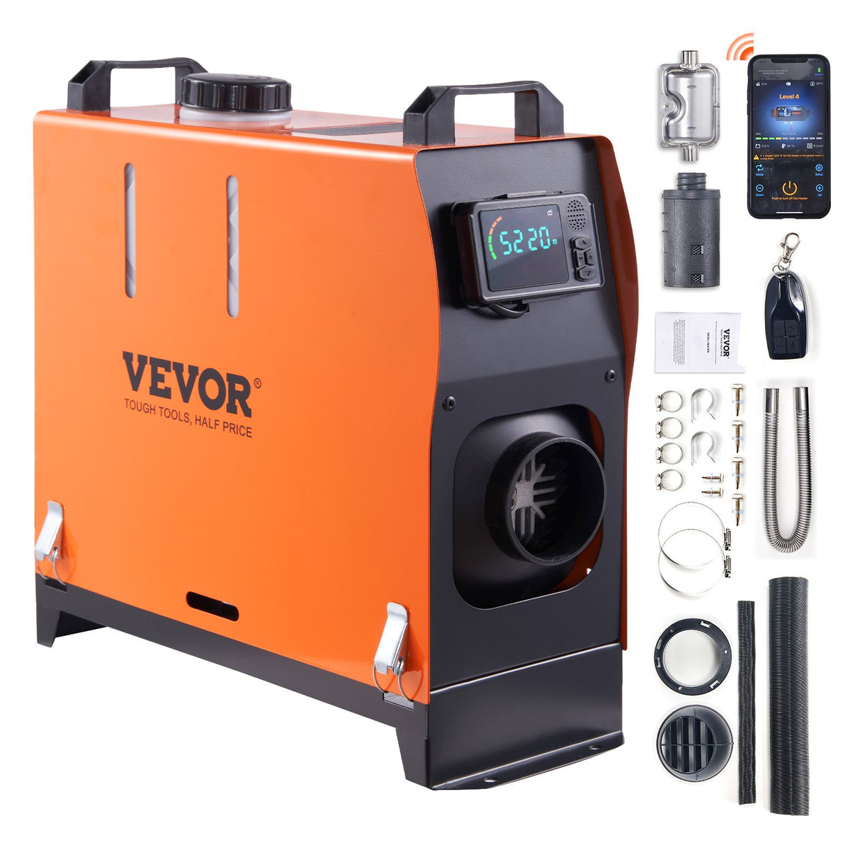 12V 8 kW VEVOR Dīzeļa gaisa sildītājs All-in-one ar Bluetooth lietotni un LCD displeju automašīnām, dzīvojamajiem furgoniem un iekštelpām