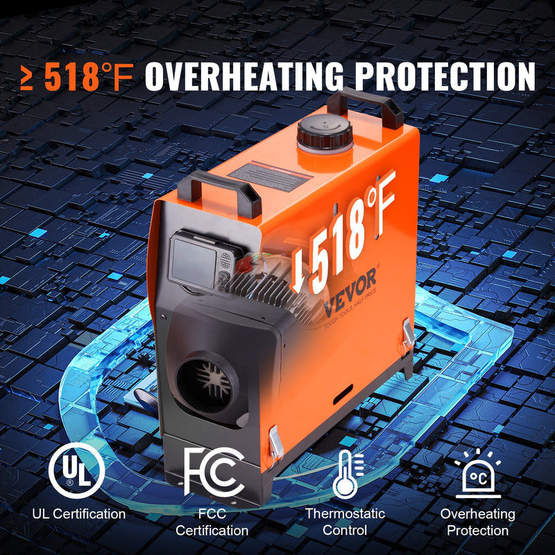 12V 8 kW VEVOR Dīzeļa gaisa sildītājs All-in-one ar Bluetooth lietotni un LCD displeju automašīnām, dzīvojamajiem furgoniem un iekštelpām