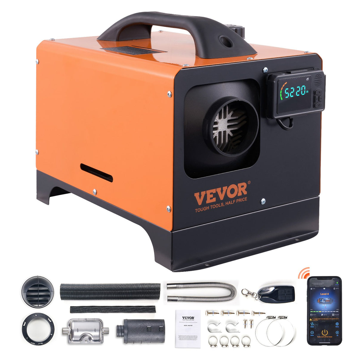 12V 8 kW VEVOR Dīzeļa gaisa sildītājs All-in-one ar Bluetooth lietotni un LCD ekrānu automašīnām, dzīvojamajiem furgoniem un iekštelpām