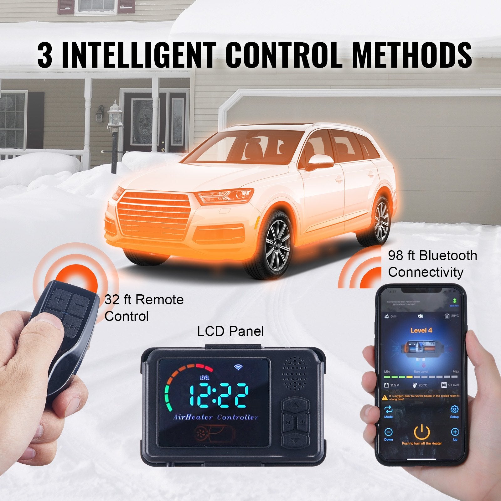 12V 8 kW VEVOR Dīzeļa gaisa sildītājs All-in-one ar Bluetooth lietotni un LCD ekrānu automašīnām, dzīvojamajiem furgoniem un iekštelpām