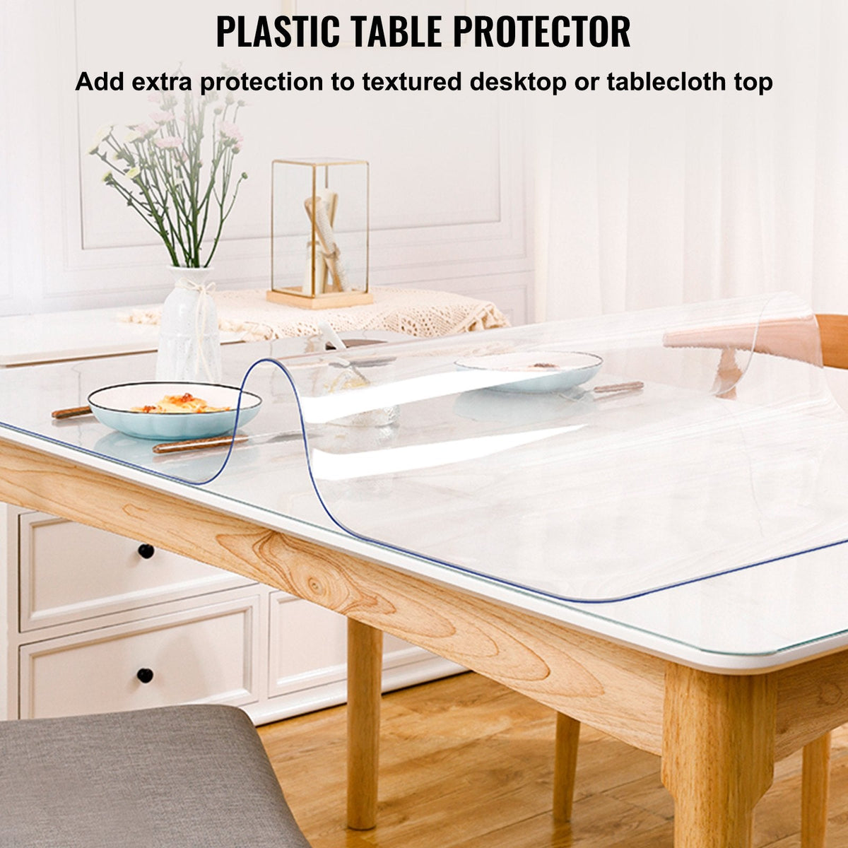 VEVOR PVC galda pārklājs, 117 × 183 cm, 1,5 mm biezs – ūdens- un eļļasizturīgs aizsargpārklājs