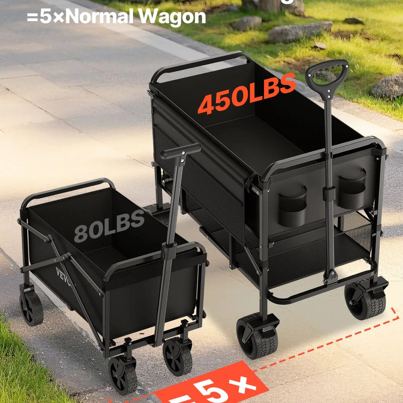 VEVOR Salokāms divstāvu ratiņkomplekts, 300 l, 204 kg kravnesība