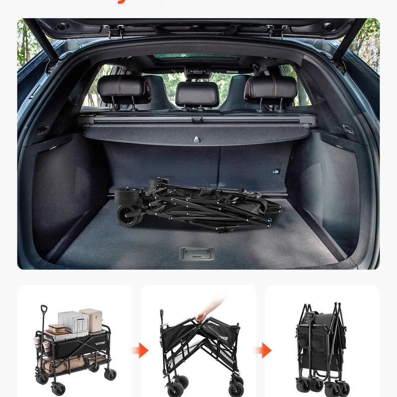 VEVOR Salokāms divstāvu ratiņkomplekts, 300 l, 204 kg kravnesība