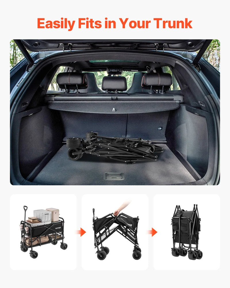 VEVOR Salokāms divstāvu ratiņkomplekts, 300 l, 204 kg kravnesība