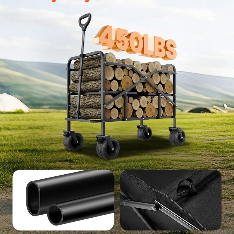 VEVOR Salokāms divstāvu ratiņkomplekts, 300 l, 204 kg kravnesība