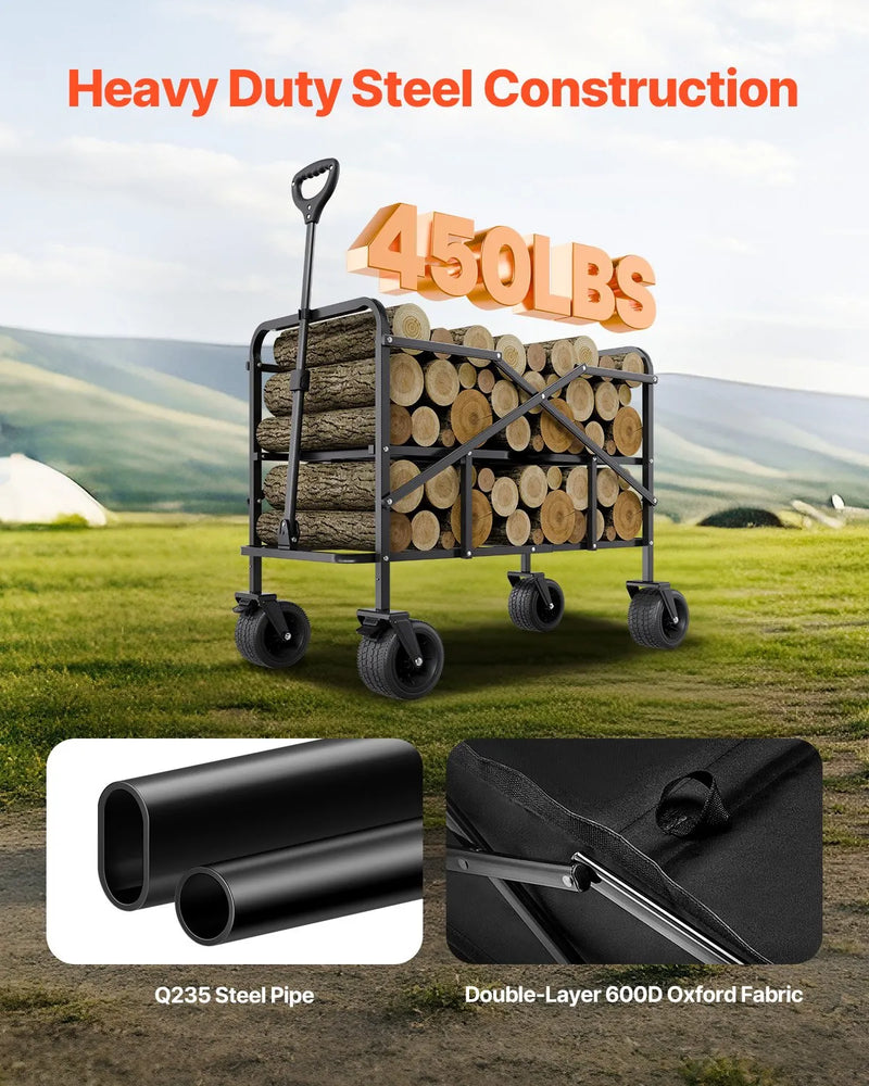 VEVOR Salokāms divstāvu ratiņkomplekts, 300 l, 204 kg kravnesība