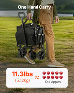VEVOR saliekami transportēšanas ratiņi, 120 l salokāmi ratiņi ar visurgājēja riteņiem un regulējamu rokturi, izturīgi āra ratiņi pludmalei, iepirkumiem un dārzam, 102 kg kravnesība, melni