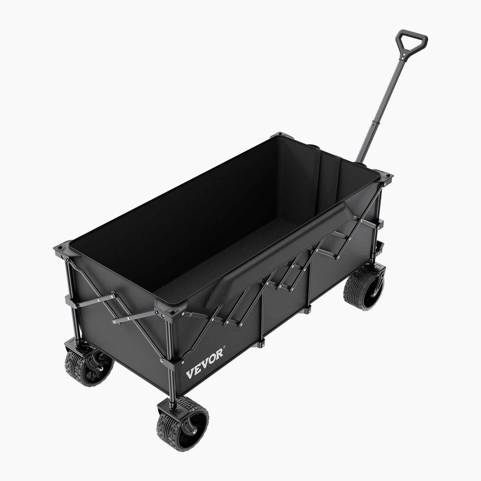 VEVOR saliekami transportēšanas ratiņi ar pagarināmu aizmugures bortu, 300 l ietilpība, salokāmi kravas ratiņi ar visurgājēja riteņiem un 204 kg kravnesību, izturīgi dārza ratiņi iepirkumiem, kempingam un āra aktivitātēm