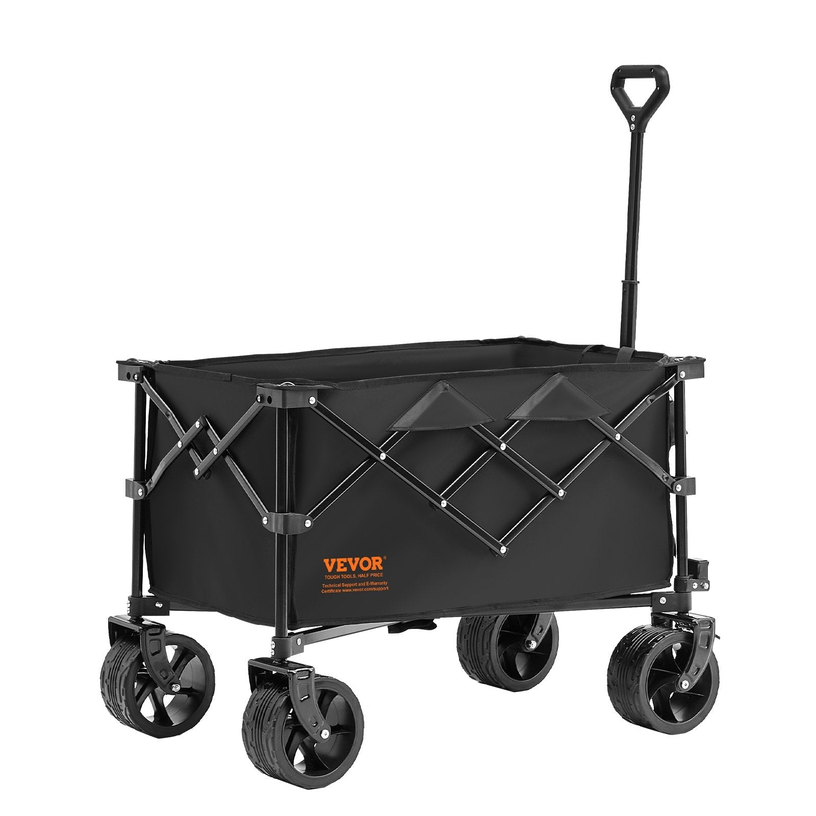 VEVOR saliekami transportēšanas ratiņi, 220 l pludmales ratiņi ar visurgājēja riteņiem un dzērienu turētājiem, izturīgi salokāmi ratiņi ar maksimālo kravnesību 150 kg kempingam, iepirkumiem un dārzam
