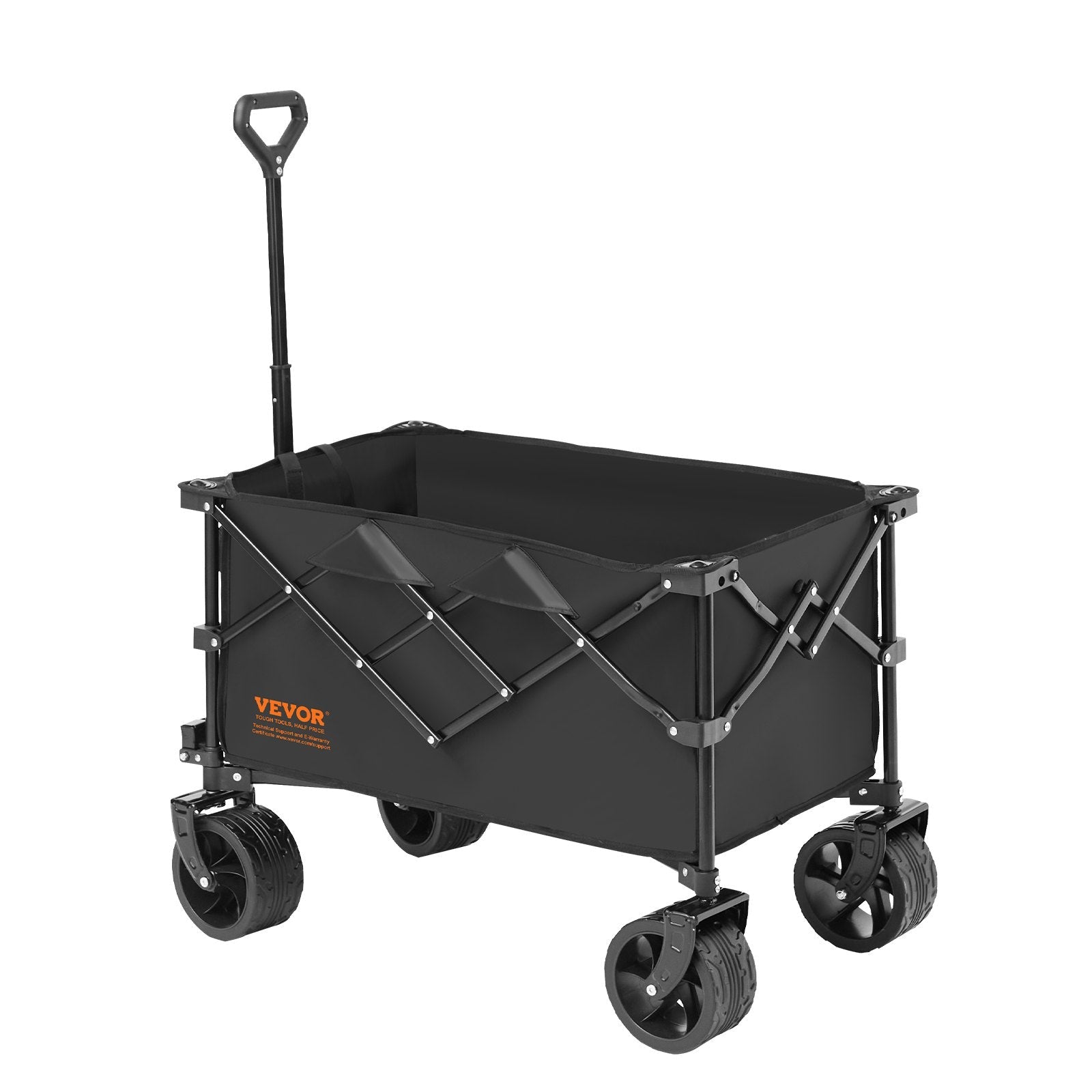 VEVOR saliekami transportēšanas ratiņi, 220 l pludmales ratiņi ar visurgājēja riteņiem un dzērienu turētājiem, izturīgi salokāmi ratiņi ar maksimālo kravnesību 150 kg kempingam, iepirkumiem un dārzam