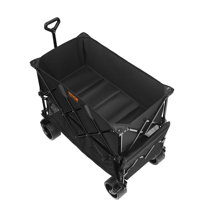 VEVOR saliekams divstāvu transportēšanas ratiņš, 400 l ietilpība, visurgājēja riteņi, salokāms kravas ratiņš ar 159–204 kg kravnesību kempingam, iepirkumiem un dārzam, 132 cm pagarinājums garu priekšmetu pārvadāšanai