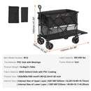 VEVOR saliekams divstāvu transportēšanas ratiņš, 400 l ietilpība, visurgājēja riteņi, salokāms kravas ratiņš ar 159–204 kg kravnesību kempingam, iepirkumiem un dārzam, 132 cm pagarinājums garu priekšmetu pārvadāšanai