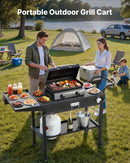 VEVOR āra grila galds, 787 × 432 mm darba virsma, salokāms āra gatavošanas galds ar salvešu turētāju, āķiem, riteņiem un sānu galdu, BBQ sagatavošanai piknikam, virtuvei un pagalmam