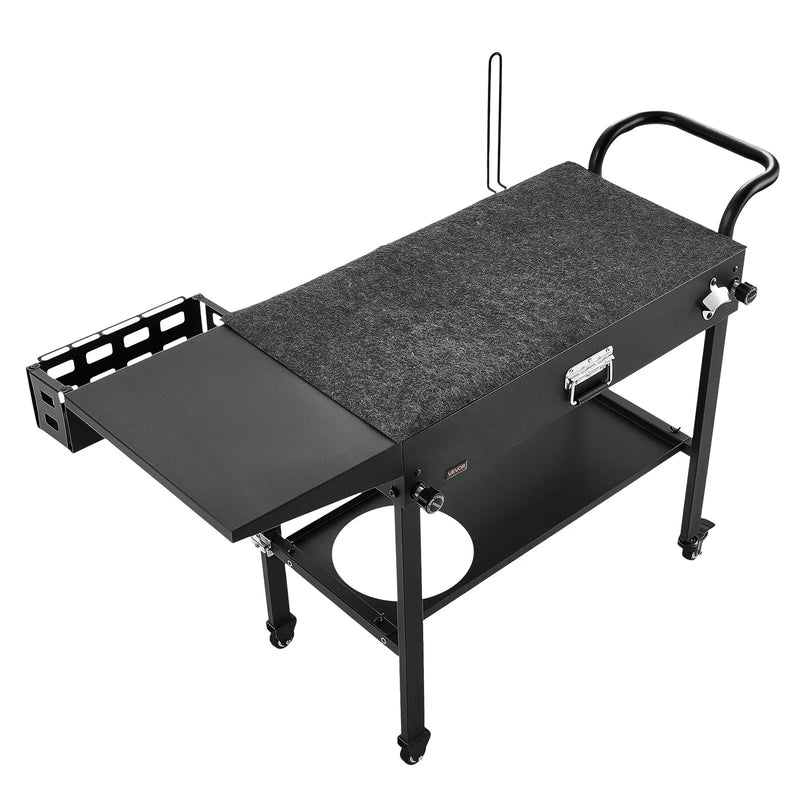 VEVOR āra grila galds, 787 × 432 mm darba virsma, salokāms āra gatavošanas galds ar salvešu turētāju, āķiem, riteņiem un sānu galdu, BBQ sagatavošanai piknikam, virtuvei un pagalmam