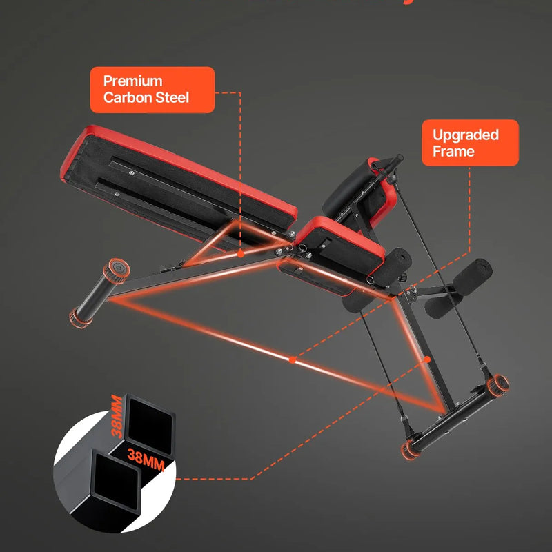 VEVOR Daudzfunkcionāls svaru sols pilna ķermeņa treniņiem, romiešu krēsls hiperekstensijai, regulējams un salokāms trenažieris ar līdz 349 kg slodzi, muguras, roku, korsetes un vēdera preses vingrinājumiem mājas sporta zālei
