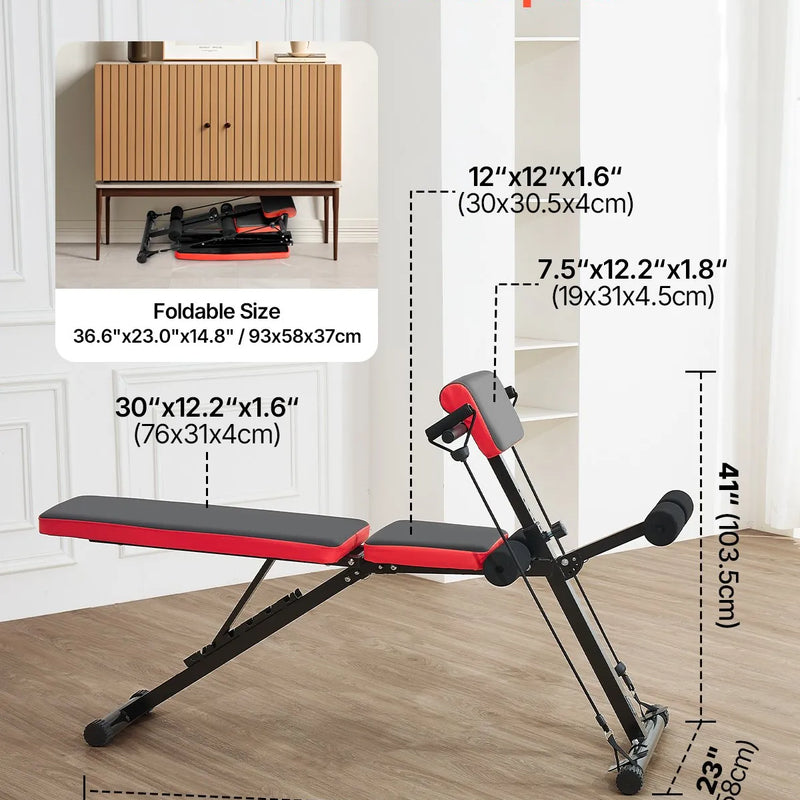 VEVOR Daudzfunkcionāls svaru sols pilna ķermeņa treniņiem, romiešu krēsls hiperekstensijai, regulējams un salokāms trenažieris ar līdz 349 kg slodzi, muguras, roku, korsetes un vēdera preses vingrinājumiem mājas sporta zālei