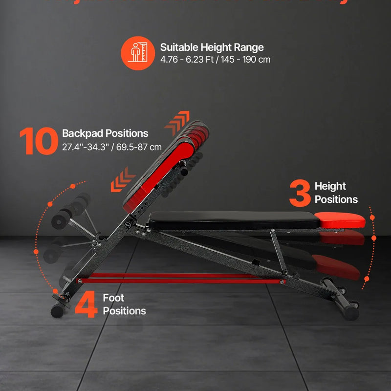 VEVOR Daudzfunkcionāls svaru sols pilna ķermeņa treniņiem, romiešu krēsls hiperekstensijai, regulējams trenažieris ar līdz 300 kg slodzi, muguras, roku, korsetes un vēdera preses vingrinājumiem mājas sporta zālei