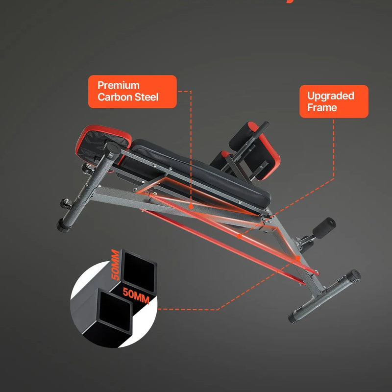 VEVOR Daudzfunkcionāls svaru sols pilna ķermeņa treniņiem, romiešu krēsls hiperekstensijai, regulējams trenažieris ar līdz 300 kg slodzi, muguras, roku, korsetes un vēdera preses vingrinājumiem mājas sporta zālei