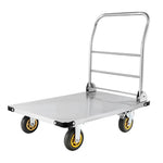 VEVOR platformas ratiņi, kravnesība 907,18 kg, smagas slodzes tērauda plakanie ratiņi ar grozāmiem riteņiem un rokturi, salokāmi, 900 × 600 × 900 mm