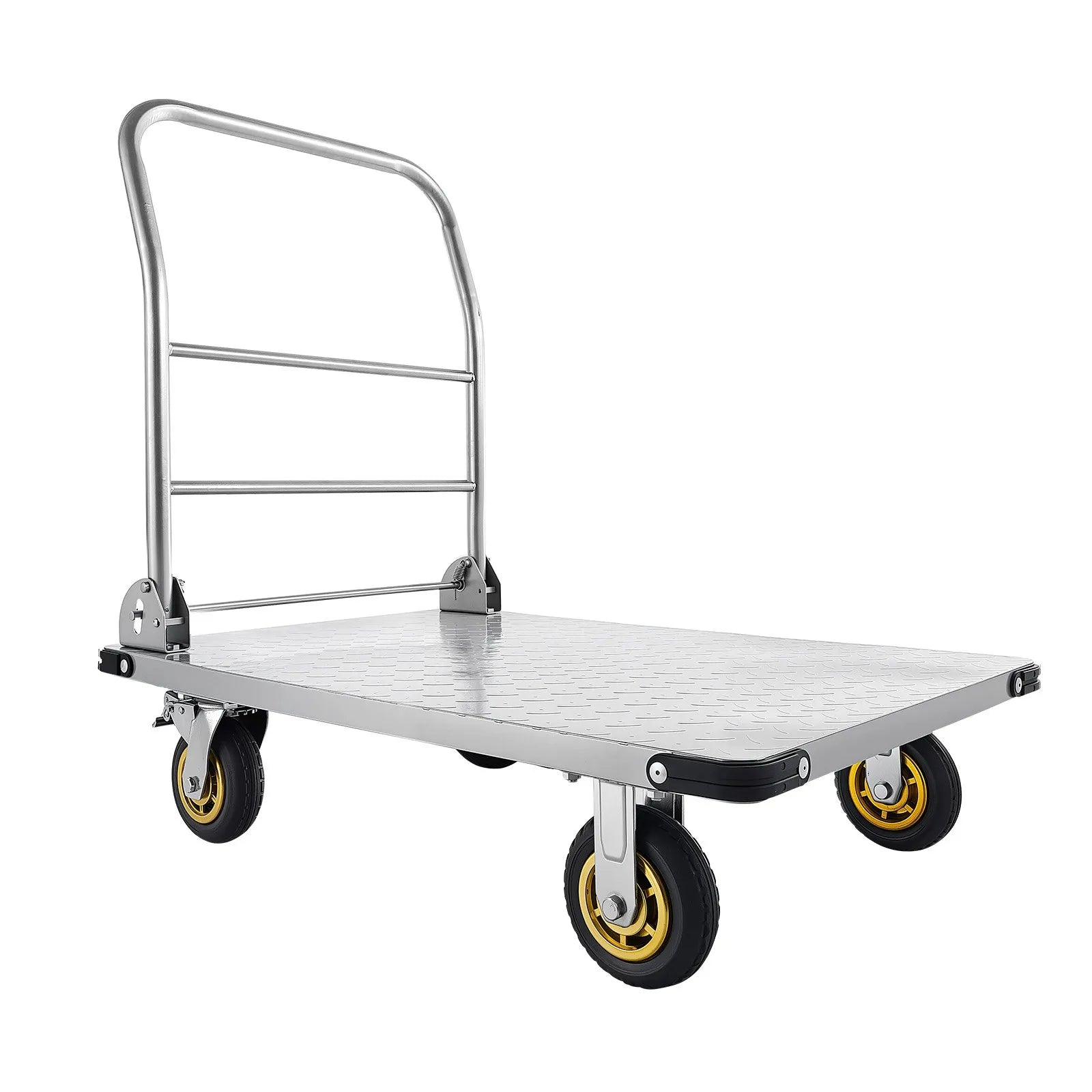 VEVOR platformas ratiņi, kravnesība 907,18 kg, smagas slodzes tērauda plakanie ratiņi ar grozāmiem riteņiem un rokturi, salokāmi, 900 × 600 × 900 mm